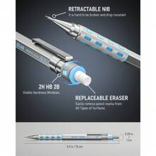 Nicpro Graph Gear 0.7 Mm Mechanical Pencils Set In Case, Metal Pencil With Lead Refills, Eraser For Professional & Adult Art Writing Drafting Drawing - Blue (0.7 mm) - View 3