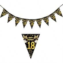 1pc Happy Birthday Paper Banners 18 21 30 40 50 60 70 80 90 Year Birthday Party Decorations Adult Black Gold Anniversary Party Supplies Photo Props ﻿,Christmas - Multicolor - View 18