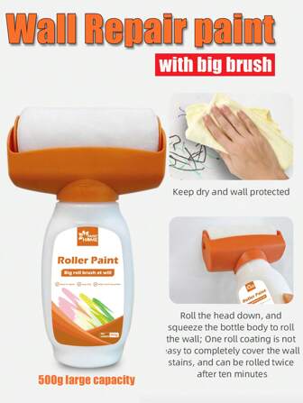 1 Bottle, White Wall Paint, Large Roller For Wall Repair Tool, Large Roller For Latex Paint, Water-Based, Best Choice For Removing Wall Stains White Wall Paint (White)