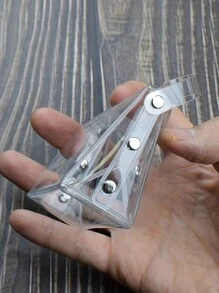 1pc Small Transparent Plastic Snap Simple Multifunctional Wallet Portable Home Travel Supplies Small Transparent Multi Wallet With Button Simple Waterproof Card Bag For Women Wallet Mini Wallet Purse Wallet Coin Wallet