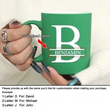 1 件 11 盎司个性化定制字母绿色牛奶杯咖啡杯，陶瓷牛奶杯咖啡杯，节日礼物，家庭，同事，领导，妻子，姐妹，有趣的礼物，独特的情人节礼物，母亲节礼物，父亲节礼物 - 綠色 - 查看 27