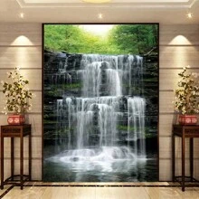 1 pièce Grande peinture murale non collante sur canevas, motif de paysage de cascade 3D, convient pour le bureau, le salon, l'entrée, décoration murale, autocollants, décalcomanies murales, décalcomanies en vinyle pour la décoration de la maison, articles de décoration de printemps pour rafraîchir votre maison, autocollants de décoration de cadre