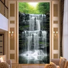 1 pièce Grande peinture murale non collante sur canevas, motif de paysage de cascade 3D, convient pour le bureau, le salon, l'entrée, décoration murale, autocollants, décalcomanies murales, décalcomanies en vinyle pour la décoration de la maison, articles de décoration de printemps pour rafraîchir votre maison, autocollants de décoration de cadre