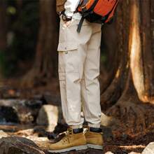 1pc Men's American-Style Outdoor Mountaineering Cargo Pants, Loose Fitting Solid Color Casual Sports Trousers For Work And Play - Khaki - View 8