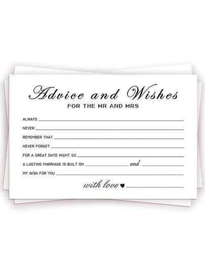 50pcs 10*15CM Suggested Wishes And Blessings Cards For Wedding, Banquet, Table Cards, Event Decorations With Space For Writing