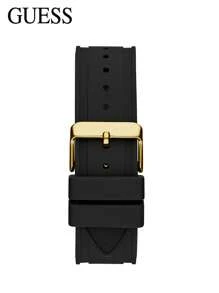 Guess Reloj Momentum para hombre de octágono, 6 funciones, con fecha y día, de cuarzo, con correa de silicona, caja negra de 44mm GW0263G1 - Negro - Ver 2