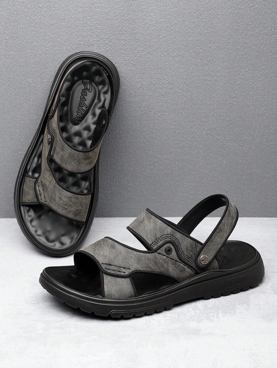 1pair New Men's Summer Soft Non-Slip Beach Shoes Casual Slippers - Black - View 1