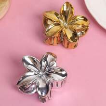 2pcs/6pcs New European & American Style Gold & Silver Flower Claw Clips, Simple Hair Clips Hair Accessories