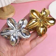 2pcs/6pcs New European & American Style Gold & Silver Flower Claw Clips, Simple Hair Clips Hair Accessories
