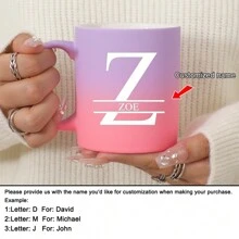 1pc 11oz Personalized Customized Letter Sunset Glow Milk Cup Coffee Mug, Ceramic Milk Cup Coffee Mug, Holiday Gift, Family, Coworker, Leader, Wife, Sister, Funny Gift, Unique Valentine's Day Gift, Mother's Day Gift, Father's Day Gift ,Anti-Mold,Reusable Exquisite,Adorable,Modern,Colorful Custom,Personalized,Unique Ideal Gifts For Him Her,Boyfriend,Girlfriend,Dad,Mom,Family,Friends For Anniversaries,For Valentine's Day,For Mother's Day,For Birthdays,For Children's Day,For Father's Day,For Graduation,For Weddings,For Housewarming Dining Room,Living Room,Bedroom,Office,Tea Room,Home,School - 11oz Sunset Glow - View 12