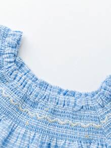 mini bala Girls Short Sleeve Shirt 24 Summer Baby Sweet French Rural Style Soft Children's Top