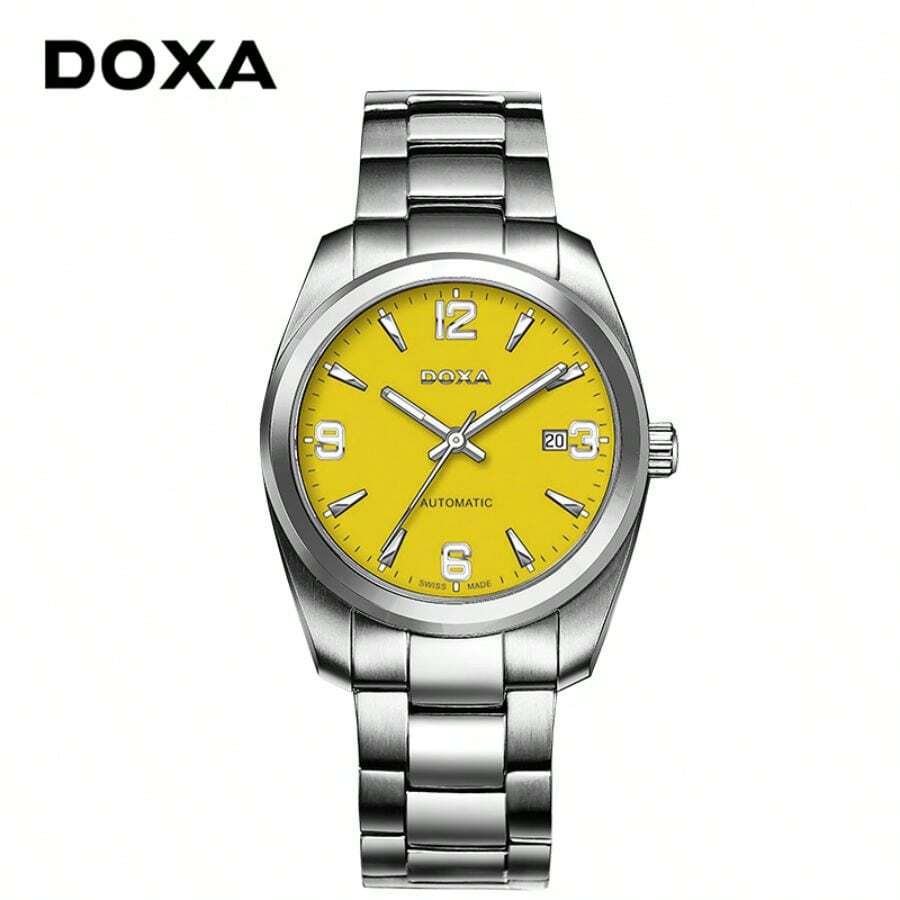 DOXA Reloj de hombre completamente automático, reloj mecánico de moda casual para hombres, luminoso, resistente al agua, correa de acero, reloj importado suizo D205SYL