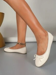 Bailarinas, Nuevo Llegado, Primavera/Verano/Otoño, De Bajo Empeine Versátiles, Suela Suave, Cómodas, Ligeras, Tacón Bajo, Lazo, Zapatos, Elegantes, Apropiadas para Trabajo, Exterior, Marrón