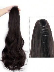 20inch Clip-In High Ponytail Hair Extension For Women, Natural Short Pear Flower Curly Hair And Faux Hair Braid - Black Brown - View 3