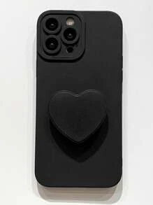 1入組簡約黑色心形支架，防指紋磨砂眼保護手機殼，適用於蘋果/三星/小米/紅米/VIVO/Infinix/OPPO/Reno - 黑色 - 查看 5