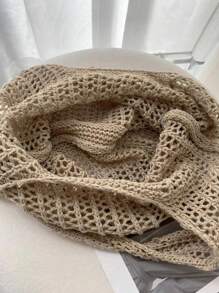 復古中空針織包，時尚女式肩背包/沙灘包，鉤織編織手提袋