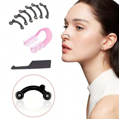 Conjunto de Clipe para Nariz e Modelador para Levantar Nariz (3 Tamanhos), Clipe Modelador de Nariz e Corretor Invisível de Modelagem de Nariz - Kit de Acessórios para Beleza do Nariz