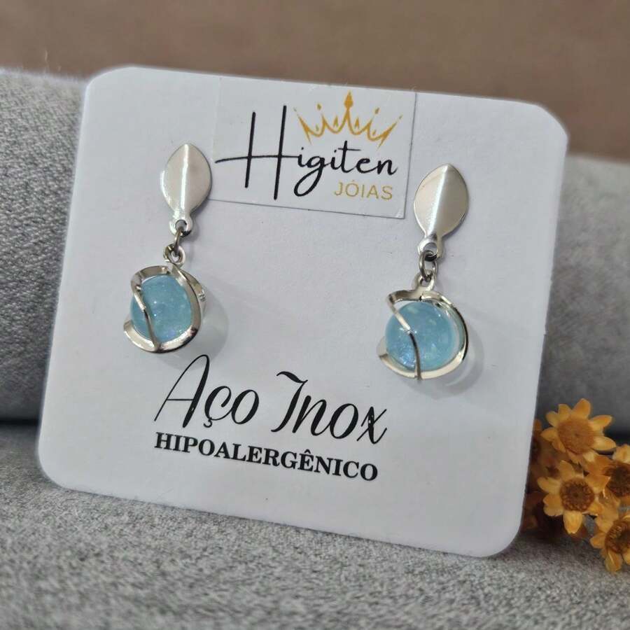 Women Stud Earrings - 藍色 - 查看 1