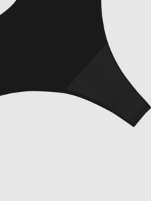 7PCS Women's Solid Panties Seamless Underwear Panties Solid Briefs Mid Rise Sexy V-Cut Waist Comfort Breathable Women's Lingerie Ice Silk Thongs Intimate, Black - Black - View 5