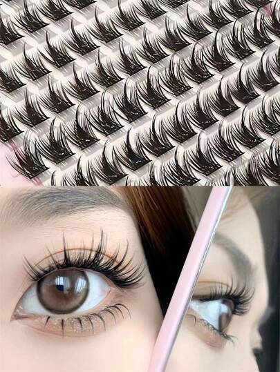 120片假睫毛，DIY睫毛嫁接，簇状假睫毛，纤细单根睫毛，C/D卷度浓密8-13毫米蓬松睫毛簇，睫毛簇，单根假睫毛，假睫毛