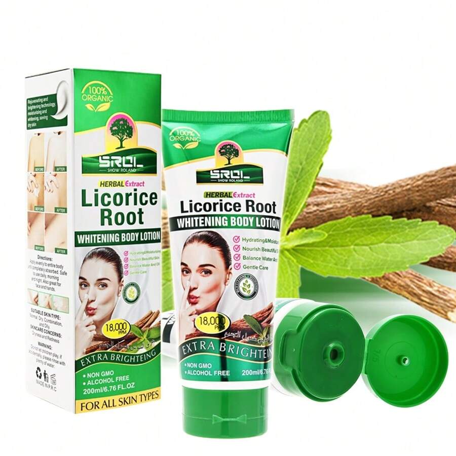 SROL SHOW ROLAND Licorice Root Moisturizing Body Lotion 200ml, Hydrating, Whitening Brightening, Long-Lasting Moisturizing, Against Skin Dryness, Repair Skin Barrier - Green - View 1