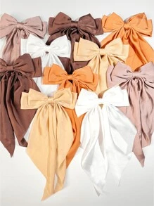 10 Brown Series Color Women's Big Bow Hair Clip, Fashionable And Elegant Silk Bow, French Vintage Bow Hair Accessories, Cost-Effective Gifts, Fast Shipping, Perfect For Parties,School Halloween Claw Clips Hair Claws Hair Barrettes - Multicolor - View 2