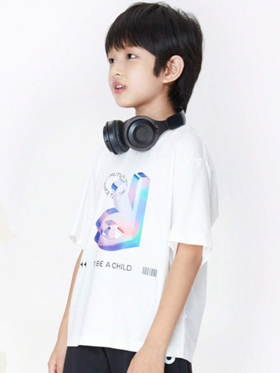 Annil Junior High School Boys' And Girls' Round Neck Short Sleeve T-Shirt Summer Breathable Parent-Child Clothing - Beige - View 1