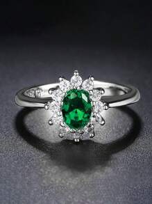 1 chiếc nhẫn hợp kim đồng đá quý lớn thanh lịch cổ điển, phù hợp cho trang phục hàng ngày và đám cưới của phụ nữ - đá quý kim cương lấp lánh - Xem 4