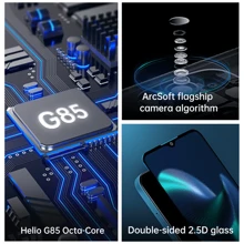 Coolpad 20+，Android 11，产品颜色：黑色，蓝色，CPU：G85，4+128G，6.517' HD+，屏幕，电池：4500mAh，后置摄像头：48MP，AI 双摄像头，前置摄像头：5MP，侧面指纹 + 面部解锁，双 SIM 4G 充电头欧洲规格智能手机 - 藍色 - 查看 5