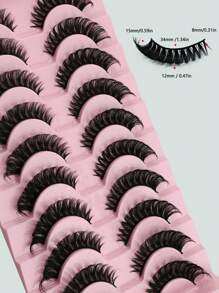 ICHICKISS 10 对 5D 睫毛蓬松自然狐狸眼提升延长全条加长丰盈外眼角美容化妆条睫毛、睫毛、假睫毛 - 黑色 - 查看 3