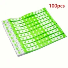 100 piezas Pulseras de neón VIP a prueba de agua para eventos, pulseras de papel VIP, pulseras VIP, pulseras ligeras para fiestas, clubes, parques, conciertos y festivales - Multicolor - Ver 9