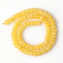 5x8mm 天然石 rondelle 扁圓珠 檸檬晶/電氣石 算盤珠，珠寶手工 DIY 手鍊項鍊配件 - Flat Round Beads - 查看 16