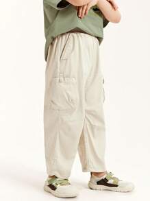 mini bala Tween Boys Children's Pants Stretched  Soft Textured Breathable Work Long Pants - Khaki - View 2