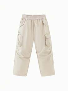 mini bala Tween Boys Children's Pants Stretched  Soft Textured Breathable Work Long Pants - Khaki - View 4