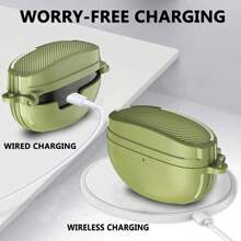 Cubierta de estuche verde compatible con WF-1000XM5, funda protectora de piel TPU para auriculares inalámbricos XM5, LED frontal visible - Verde militar - Ver 3