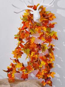 1 buc ghirlandă de frunze de arțar de toamnă, petrecere bucurie artificială frunze de arțar ghirlandă de toamnă agățat viță de vie de toamnă decorațiuni de masă pentru ușa din față decor de toamnă acasă exterior interior Ziua Recunoștinței decorațiuni de Halloween, decor de toamnă, toamnă, plante artificiale