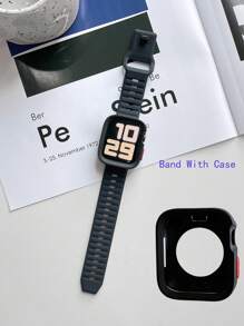 2pcs-Pack Compatible With Apple Watch Band Apple WatchStrap And Apple WatchCase Men And Women Adjustable Fluorescent Green Soft Ultra Thin Silicone Sports Apple WatchStrap And Tpu Hollow Out Soft Armor Clear Protective Apple WatchCase For Men & Women,Compatible With Apple Watch Band 40/41/44/45/49MM, Compatible With Apple Watch Series Ultra/SE/9/8/7/6/5/4, Smart Watch Accessories