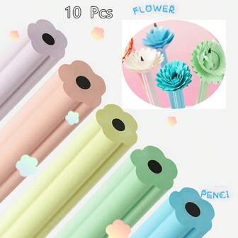 10pcs Pencils Resin Pencil, Hb Pencil, Floral Pen Holder Pencil, Rainbow Pencil Back To School