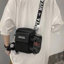 Bolsa de hombro multifuncional de forma cuadrada para estudiantes, mini bolso de hombro para hombres con gráficos de letras y un Charm, adecuado para universidad, deportes, transporte, bolso esencial de nailon portátil, bolso de invierno, Acción de Gracias, bolso tote, riñonera, bolso de ciclista, bolso tipo vagabundo, bolso de cadera, bolso de vacaciones, bolso bandolera para camping, mochila de vuelta al colegio, bolso cruzado de primavera, útiles escolares, bolso de mano