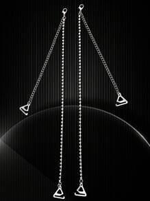 1pair Bra Strap Shoulder Belt With Metal Rhinestone Decoration, Adjustable Sparkling Underwear Accessory - Silver - View 3