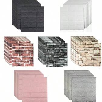 10/20/50pcs 3D Self-Adhesive Wall Stickers, Waterproof, Moisture-Proof, Anti-Stain, Soundproof Foam Brick Wallpaper, Ceiling Sticker, Easy To Paste, Peel, And Clean, Can Be Cut Into Various Sizes And Shapes, Suitable For Kitchen, Living Room, Bathroom, Hallway, Wall Panel Decoration
