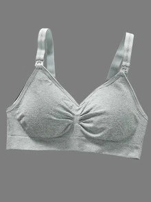 Maternity Wireless Push-Up And Anti-Sagging Lightweight Nursing Bra - Light Grey - View 2