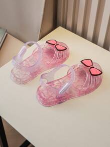 Lindas sandalias de gelatina para niños, zapatos huecos impermeables de playa, elegantes zapatos de princesa para niñas, verano - Rosa Fucsia - Ver 6