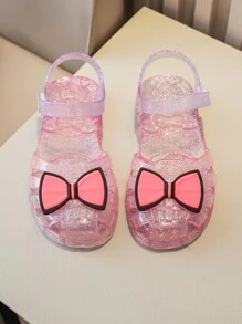 Lindas sandalias de gelatina para niños, zapatos huecos impermeables de playa, elegantes zapatos de princesa para niñas, verano - Rosa Fucsia - Ver 4