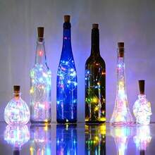 10pcs Wine Bottle Lights With Cork, Battery Operated Fairy String Lights, Mini Copper Wire Bottle Lights For DIY, Party, Decor, Christmas, Halloween, Wedding, Battery Powered (No Plug) - Colorful - View 5