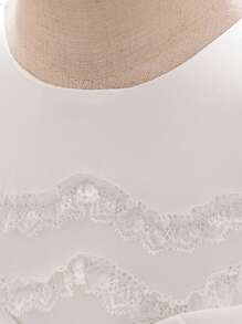 女婴蕾丝蝴蝶结网纱可爱蓬蓬裙派对婚礼礼服，适合宴会、婚礼、度假等场合，不含头饰 - 白色 - 查看 5