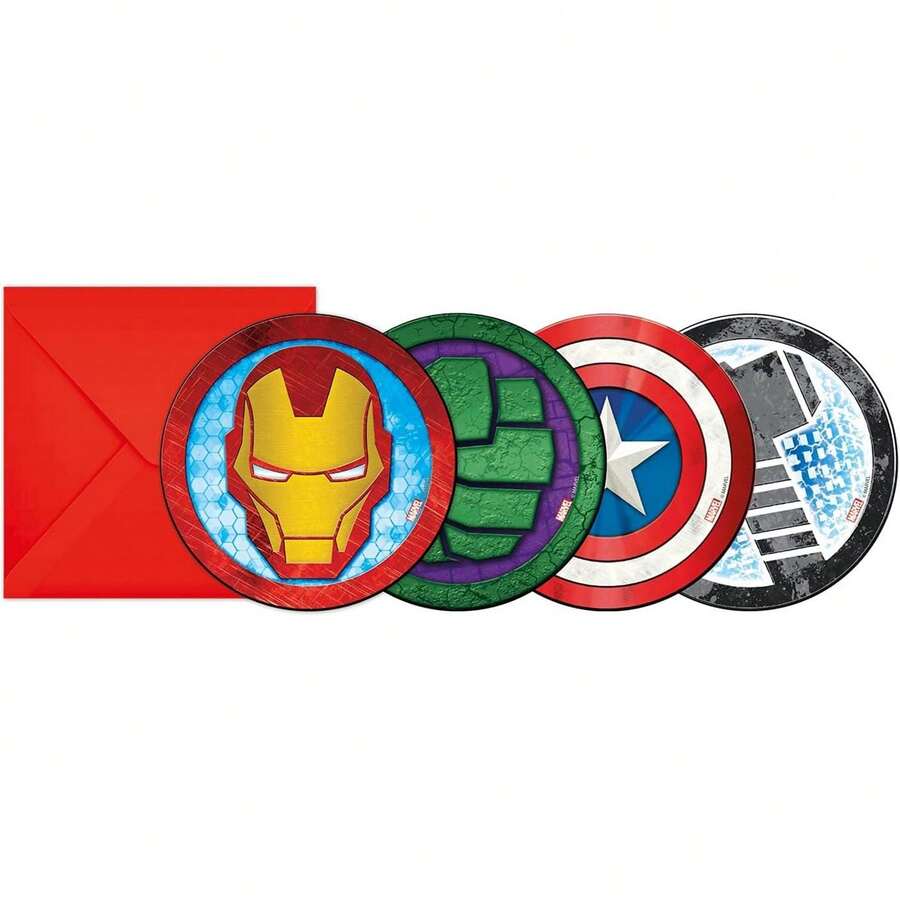 Marvel Avengers Mighty Invitations (Pack Of 6) (Multicoloured) - Multicolor - View 1