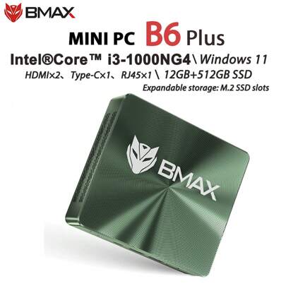  BMAX B6 Plus Mini PC Windows 11 PC Intel I3-1000NG4 12GB DDR4 RAM 512GB NVMe SSD WIFI 5 USB 3,0 USB * 3  * 2 Bluetooth4.2