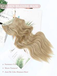 Halo Hair Extensions 12 Inch Invisible Wire Hair Extensions Adjustable Long Wavy Hair Extensions Synthetic Clips In Hairpieces-Gold Blonde - Gold - View 3