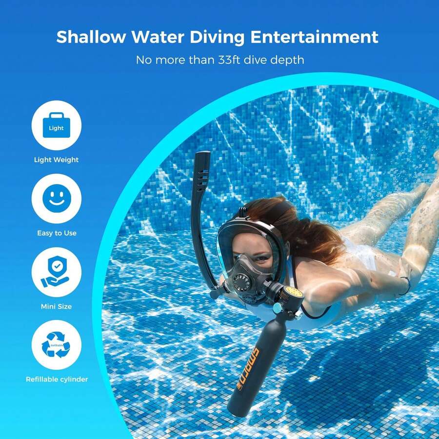 SMACO SMACO Mini Scuba Tank With Snorkel Mask With Scuba Adapter 0.5L